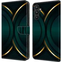 CLM-Tech Handytasche für Samsung Galaxy A26 5G Hülle aus PU-Leder Klapphülle (goldener Rand Kontur, Handyhülle mit Standfunktion - Wallet Flip Case inklusive Kartenfächer), Cover mit Magnetverschluss Samsung Galaxy A26 5G Schutzhülle