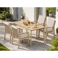 MeXo Gartenlounge-Set Aluminium Gartenmöbel Set, (150 x 80 cm Gartentisch, 5-tlg., mit 4 Stühlen), wetterfeste Essgruppe für Terrasse Balkon Garten