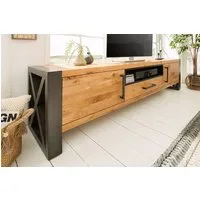 riess-ambiente TV-Board THOR 200cm natur / anthrazit (Einzelartikel, 1 St), Massivholz · Eiche · Metall · Schrank · Industrial · Wohnzimmer