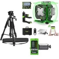 Huepar Kreuzlinienlaser Huepar S04CG LCD-Bildschirm 4D Laser mit Halterung und Hebebasis