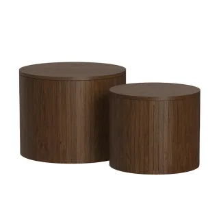 Vicco Couchtisch-Set, Walnuss, Holzwerkstoff, Rund, 48x38x48 cm, Wohnzimmer, Wohnzimmertische, Couchtische