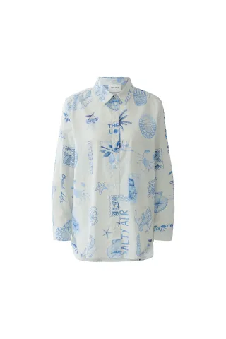 Oui - Bluse white blue - Gr. - 40