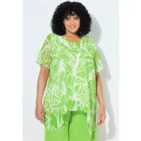 Ulla Popken Tunika Chiffon-Bluse Rückenschlitz Rundhals Halbarm