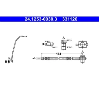 ATE Bremsschlauch hinten links am Sattel Audi A6 Skoda Superb VW Passat