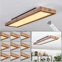 hofstein Deckenleuchte dimmbares Deckenpanel aus Metall/MDF in Schwarz/Holzoptik, LED wechselbar, 2700-6500 Kelvin, skandinavisches Design, mit Fernbedienung, 24 W, 250-2500 Lumen, CCT