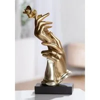 MF Skulptur Deko Skulptur Goldene Hände mit Rose 29,5cm (1 St)
