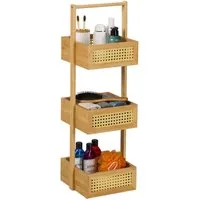 relaxdays Badregal Bambus & Rattan mit 3 Ablage