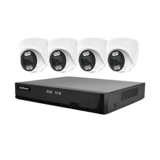 SriHome 5MP PoE NVR Security Camera Kit 4K HD 4 Channels Full Color Night Vision Human Motion Two-Way Audio Sound Alarm