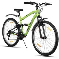 HILAND Mountainbike 26 Zoll Vollfederung Herren Damen Mountainbike, Mit 18-Gang-Schaltung, Federgabel und vollgefedertem Rahmen, Kotflügel