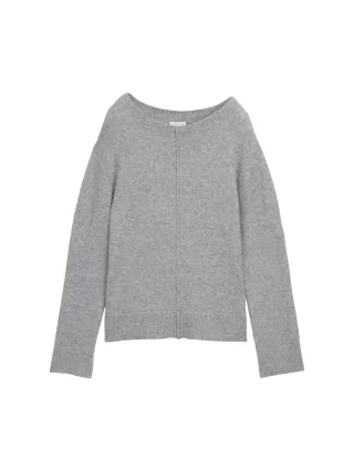 Tom Tailor - Loose Fit Strickpullover mit U-Boot-Ausschnitt grau - Gr. - L