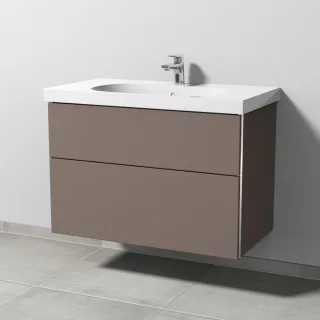 Sanipa 3way Waschtischunterbau zu Geberit Acanto Waschtisch mit 2 Auszügen, Taupe-Matt BP4181T