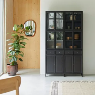 Geschirrschrank aus Mindi schwarz 120 cm hoch Buffet Geschirr Esszimmer