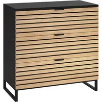 Bellamio Kommode Luvua in schwarz/Eichenoptik (mit Schubladen), Sideboard 80cm lang mit Holzoptik-Front