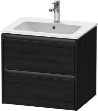 Duravit Ketho.2 Waschtischunterbau wandhängend Eiche Schwarz Matt 610x480x550 mm - K25262016160000 K25262016160000
