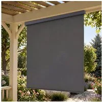 SONGMICS Seitenmarkise Senkrechtmarkise Alu, balkon ohne Bohren, ausziehbar (inkl. Zubehörpaket & Anleitung) grau, 250 cm breit, Vertikalmarkise mit Markisenkasten