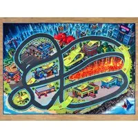 SkippiDoo Kinderteppich Straßenteppich Spielteppich Kinderzimmer Teppich Autoteppich, rechteckig, Höhe: 5 mm, keine sich wiederholende Motive, Antirutsch
