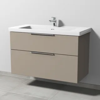 Sanipa 3way Waschtischunterbau zu Villeroy & Boch Subway 3.0 Waschtisch mit 2 Auszügen, Sandgrau-Mat UF84967