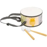 Small Foot Spielzeug-Musikinstrument Trommel Bunte Wildnis, (packung, 3 tlg., set), mit längenverstellbaren Trageriemen