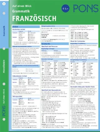 PONS Grammatik auf einen Blick Französisch: kompakte Übersicht Grammatikregeln nachschlagen [Gebundene Ausgabe] [2007]