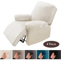 BTTO Relaxsesselhusse Sesselhussen Relaxsesselhusse Samt,Stretch Sesselbezug,4 Teile, für Komplett,Fernsehsessel Liege Sessel Im Wohnzimmer,Schlafzimmer