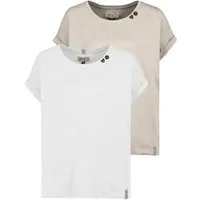 SUBLEVEL T-Shirt Gestreiftes mit Rundhalsausschnitt aus Baumwolle (2-tlg) 2er-Pack Design-shirts