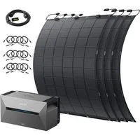 SolarMars Solaranlage Balkonkraftwerk mit Speicher, mit Flexibles Solarpanel, (Anker Solix Solarbank2 E1600 PRO, 1,6kWh, 4 MPPT 2400W Solareingang, 1000W AC), Solarmodul 4x225W für Balkon Dach Wand und Wohnmobil