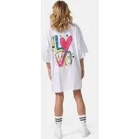 Worldclassca T-Shirt Worldclassca Oversized LOVE Print T-Shirt lang Tee Sommer Oberteil