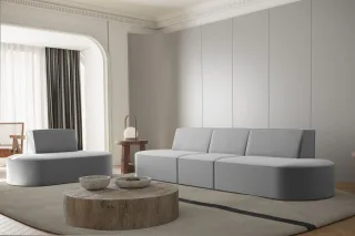 Sofaset Designersofa Set 3-1 MILOT in Stoff Opera Velvet Grau