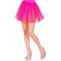 Widmann S.r.l. Kostüm Glitzer Petticoat Tütü für Damen 40 cm, Pink