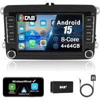 A-Sure 7" 8-Core Android 15 Carplay Für VW Golf 5 6 Passat Touran Caddy Jetta Autoradio (Digitalradio (DAB), FM, AM)