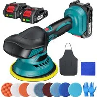 Athlix Akku-Poliermaschine Poliermaschine Kabellos mit 2 Akku, Polishing Schnurlos, 5500 max. U/min, 13 Aufsätze, 6 Geschwindigkeiten, 5.500 RPM
