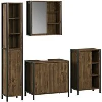 Vicco Badmöbel-Set Naola, Eiche/Schwarz, 4 Teile, (4-St., 4er Set)