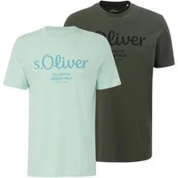 s.Oliver T-Shirt Casual (2-tlg) mit Rundhals-Ausschnitt, kurzarm, Logo-Aufdruck im 2er Pack