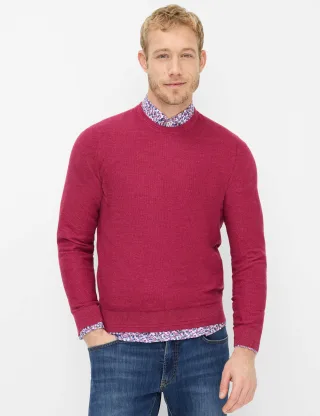 Brax Herren Strickpullover Style RICK magenta, dunkelrot, Gr. L