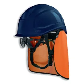 uvex pheos S-KR-IES Schutzhelm mit Kinnriemen - mit Nackenschutz - mit Schutzbrille - mit Lüftung -  blau 55 cm - 61 cm - 9772554