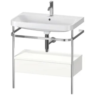 Duravit Happy D.2 Plus c-shaped Set mit Metallkonsole und Schubkasten Weiß Seidenmatt 775x490x850 mm HP4842O3636