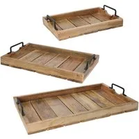 Home & styling collection Tablett Serviertabletts aus Holz, 3 Stück im Set, Holz