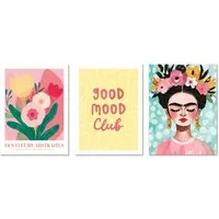 ARTFAVES Bilder-Collage Poster Set Dopamine Trio 1 I mehrteilige Bilderwand I Wandbilder Frida, (Wandbilder modern, 3 St)
