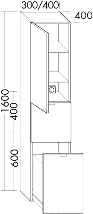 Burgbad Hochschrank rc40 System PG2 1600x300x400 Eiche Weiß, HSMX030LF4114 HSMX030LF4114