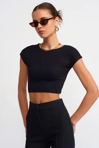 Slim Fit Crop-Jersey-Bluse