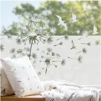 Bilderdepot24 Fensterfolie statisch haftend Motiv Fensterdeko Pusteblumen Vögel Bordüre Tiere, blickdicht, Innen Fenster Tür Balkontür Küche Badezimmer Wohnzimmer Schlafzimmer