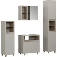Vicco Badmöbel-Set Elnor, Greige/Eiche/Greige, 4 Teile, (4-St., 4er Set)