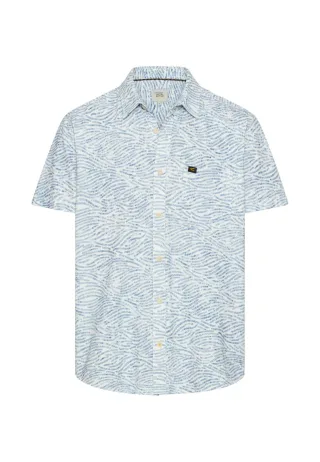 camel active - Kurzarmhemd mit Allover-Print blau - Gr. - L