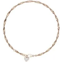Firetti Fußkette mit Anhänger Schmuck Geschenk Silber 925 Körperschmuck Herz+LIEBE Singapurkette, mit Zirkonia (synth)