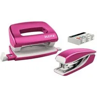 LEITZ Tischaufsatz Schreibtisch-Set Nexxt Wow Heftgerät+Locher pink metallic