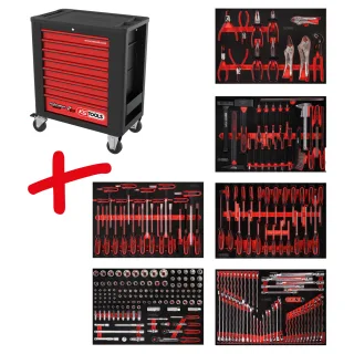 KS Tools Performanceplus Werkstattwagen-Satz P15 mit 271 Werkzeugen für 6 Schubladen - 815.6271