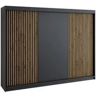 A&J MöbelLand GmbH Schiebetürenschrank IOSA 200 cm – Moderner Kleiderschrank mit 3D-Lamellen (TOP ANGEBOT! Geräumiger Schrank mit einer Breite von 200 cm ideal zur Aufbewahrung von Kleidung und Accessoires. Wählen Sie das ideale Modell für Ihr Schlaf