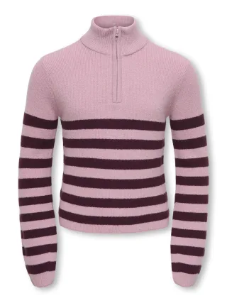 KIDS ONLY - KOGFRANCA HALF ZIP L/S STRIPE KNT Violett - Gr. - 140