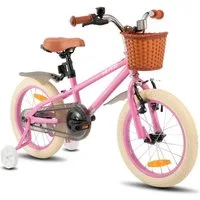HILAND Kinderfahrrad 14 16 18 Zoll Kinderfahrrad, Kinderfahrrad für Mädchen, mit Stützrädern, Handbremse und Rücktrittbremse, Korb