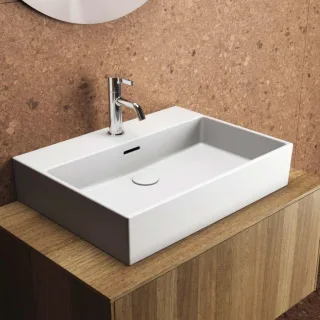 Ideal Standard Extra Waschtisch T3889V1 mit Hahnloch, mit Überlauf, geschliffen, 600 x 450 x 150 mm, seidenweiß